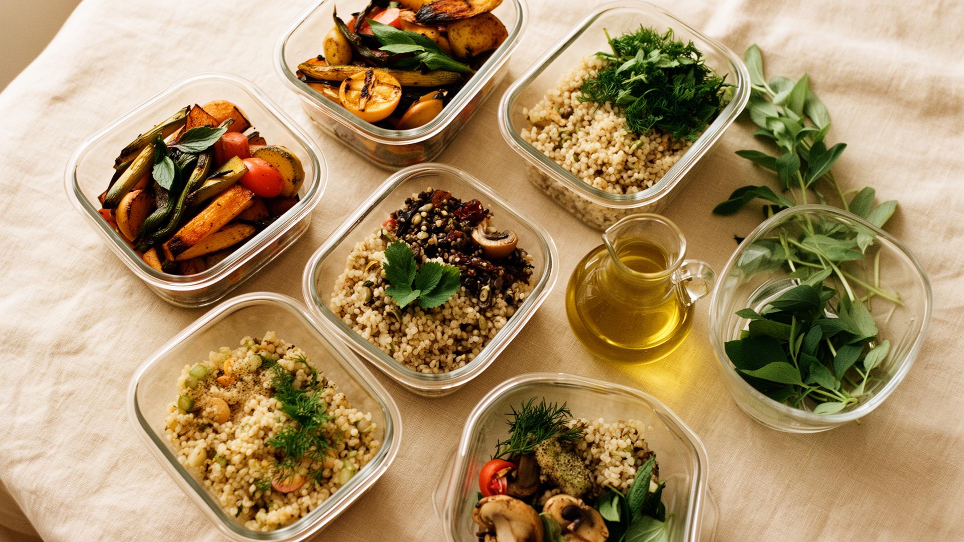 Beautiful meal prep containers with healthy food